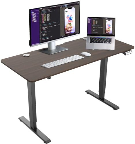 Juyancao Bureau debout électrique, hauteur réglable, bureau assis-debout pour bureau à domicile (noyer, 122 cm)