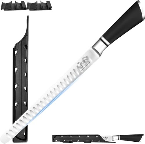 XYJ Coltello da cucina giapponese, in acciaio inox, 10 pollici, con coperchio in lama, manico ergonomico, coltello professionale per ham, meat