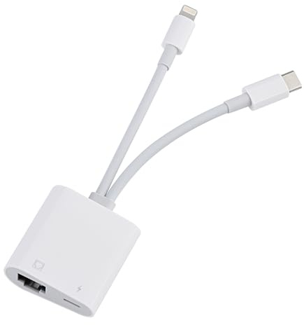 Lightning and USB C to Ethernet Adapter,2 in 1 RJ45 Ethernet LAN Network Adapter with Charge Port Compatible with iPhone/iPad/iPod/Samsung and More,Supports 100Mbps Plug and Play