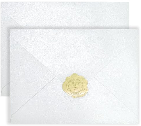 YINUOYOUJIA 50 PCS Pearl white Envelopes A7,5 x 7 white Shimmer Envelopes for Invitation,Perfect for Wedding Invitation Cards,Birthday RSVP Invite,5.25 x 7.25 inches