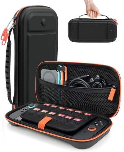 TRANSNOVO Étui Protection pour Nintendo Switch 2 Console (2025), Housse Sacoche Transportable avec Emplacements pour Cartes de Jeu et Pochette Intérieure pour Accessoires, Noir