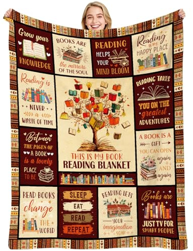 VISSTREE Book Lovers Gifts Blanket, Book Reading Throw Blanket, Librarian Bookish Books Club Gift for Women Readers Bookworms Birthday Graduation Present Ideas Soft Flannel Blankets 50'' x 60''