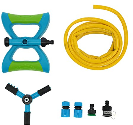 XOYIXOYI grässprinkler, hydraulisk drivning, 360 graders roterande spray, 6-8 meter i diameter, direkta och sneda lägen, för trädgårdsbevattning