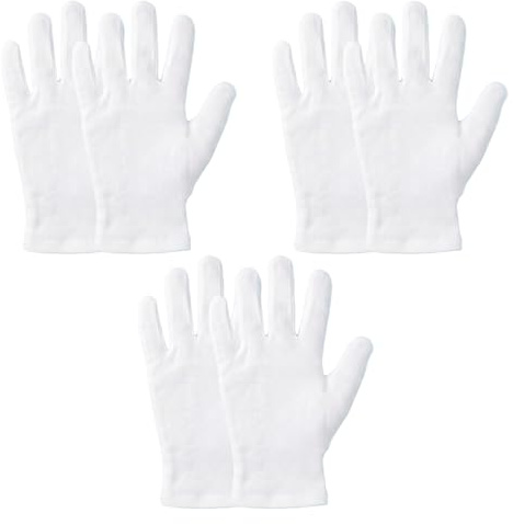 3 paia di guanti in cotone bianco idratanti, cura delle mani per pelle secca, guanti da notte, tessuto traspirante lavabile riutilizzabile