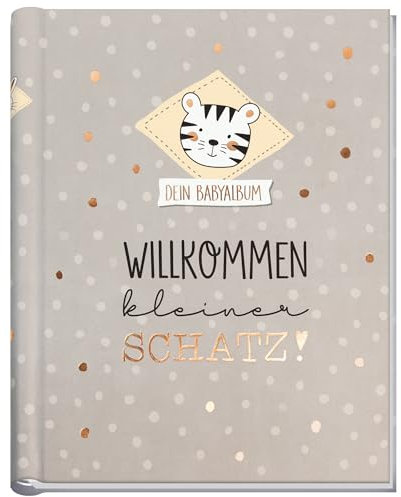 Häfft® Babyalbum Dotty Tiger Baby-Tagebuch für Schwangerschaft und das erste Jahr - Erinnerungsalbum zur Geburt - Willkommen kleiner Schatz - nachhaltig & klimafreundlich