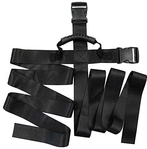 Sangle Transport Boîtes Réglable Meubles - 1 Ceinture de Déménagement Noire avec Poignées, Sangles de Levage pour Le Déplacer et Le Soulever, Convient pour Les Objets Lourds, Les caisses etc.