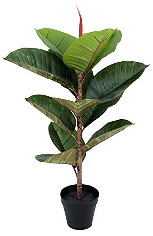 GreenBrokers Artificial Real Touch Rubber Tree x 13 leaves 70cm