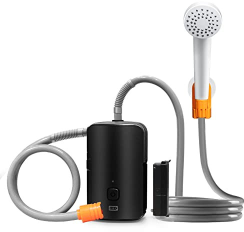 koopsmate tragbare Außendusche, 4400mAh Batterie, LED-Licht, leichte und einfach zu bedienende Campingdusche, starker Spray für Camping, Wandern, Strandspielen, ideale Wahl für Outdoor-Enthusiasten