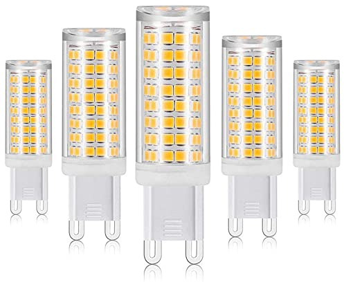 XRZT G9 Led Bulbs 7W Chandelier Light Bulbs 60W 75W Halogen Equivalent Warm White 3000K T3/T4 G9 Bi-pin Base for Indoor Lighting, Dimmable, Pack of 5
