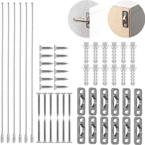 Kippsicherung für Regale, Kommoden und Schränke, 6 Pack, zum Schrauben, einfach zu aktivieren/deaktivieren, aus Metall, für Kleinkinder, Haustiere, Set mit Befestigungsmitteln, Kippschutz für Möbel