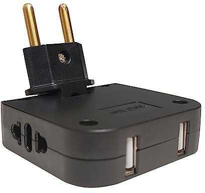 LED ATOMANT Presa Multipla Ultra Piatta, 4 in 1: 2 porte USB e 2 prese (Adatatore Europeo e Americano), Testa girevole a 180 gradi