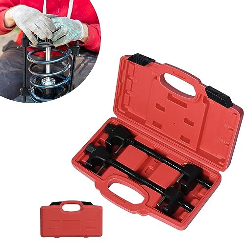 LZQ 2 TLG. Federspanner Set kfz Spannweg Coil Spring Universal Federspanner Kits max. 375mm Auto Montagespanner mit Aufbewahrungsbox für Tieferlegungs Federn Fahrwerk