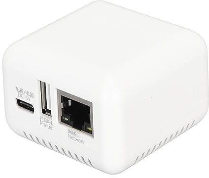 Bewinner Servidor de ImpresióN Inalámbrico, Adaptador de Servidor de Impresora LAN USB 2.0, Servidor de ImpresióN de Red Inalámbrico N USB 2.0 de 1 Puerto con Tipo C y Puerto USB para