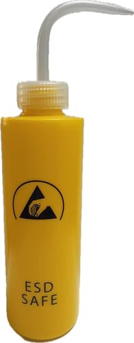 DIWANGQIANG 5-pack 250 ml ESD lösningsmedel armbågsflaska | antistatisk alkoholflaska för rent rum | antistatisk dispenser statisk disipativ durastatisk, gul färg