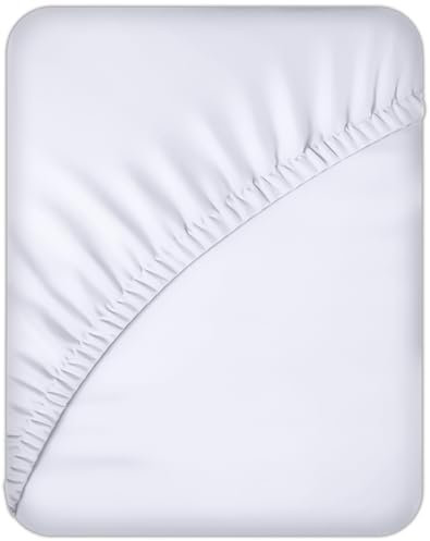 ACRALI HOME Double Fitted Sheet - 40cm Extra Deep Pocket, Microfiber White Bottom Sheet for Double Bed - Easy Care, Hotel Quality Soft Bedsheet - Breathable, Shrinkage and Fade Resistant