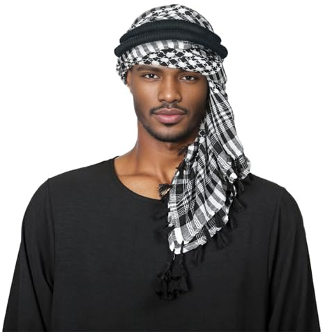 Classic Plaid Arabic Men's Headscarf Arab Shemagh Scarf Middle East Kaffiyeh Head Wrap Arabia Saudi Scarves Soft Bandana Turban Desert Shawl Traditional Headwear Cultural Costume Accessory