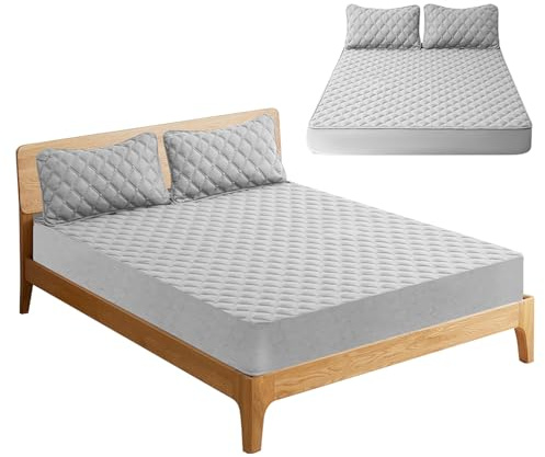 LUPATDY Coprimaterasso Singolo, Impermeabile Antibatterico Traspirante Antipiega, Copri Materasso Lavabile, Coprimaterassi con Angoli Elasticizzati,90 x 200 cm