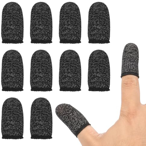 PATIKIL Manchon De Doigt pour Contrôleur, 24 Pièces Manchons De Pouce pour Jeu Mobile Gants À Bout en Fibre Anti-Transpiration Respirants pour Dispositifs Tactiles De Jeu sur, Noir
