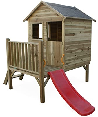 sweeek Alice's Garden - Maisonnette en Bois 2m² - Magnolia - cabane pour Enfant en pin Autoclave