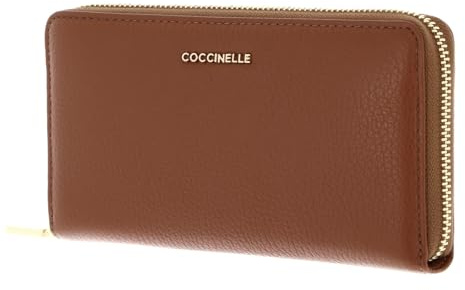 Coccinelle Cuir Porte-Monnaie Metallic Soft Wallet Grained Leather Cognac Brun
