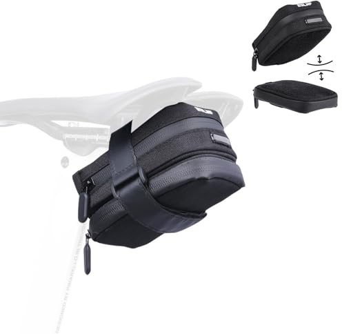 Fyfjur Mini Borsa Sottosella Bici da Corsa Impermeabile, Design a Doppio Strato Rimovibile, Compatto Portatile Borsa Sottosella Mtb per Bici da Strada MTB Pieghevole (13x9x6CM)