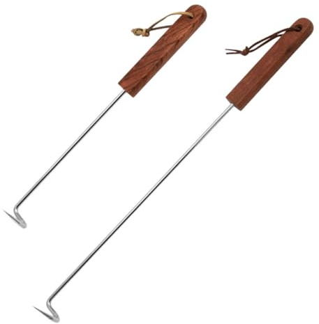 MAGICLULU Ganci per Carne in Acciaio Inox 2 Pezzi, Gancio per Girarrosto Barbecue Appuntito, Accessorio Riutilizzabile per Grigliate, Campeggio e Cucina All’aperto