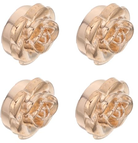 Beaupretty 4pcs Gold Rose Button Covers for Jackets Uniforms Decorative Button Wrap Cufflinks Metal Shirt Covers for Women Formal Dress