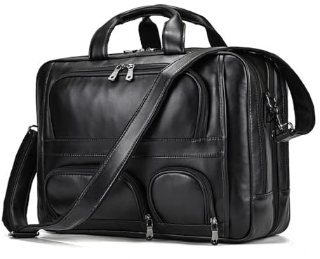 laptopfodral, 17,3 tums bärbar portfölj Äkta läderväska Affärsreseväskor Handväskor