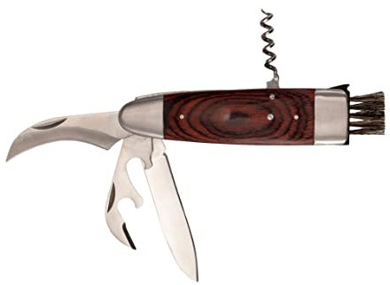 Franquihogar Navaja para setas con mango de madera y brocha - Cuchillos para cortar, abrelatas, sacacorchos, cepillo limpiar setas