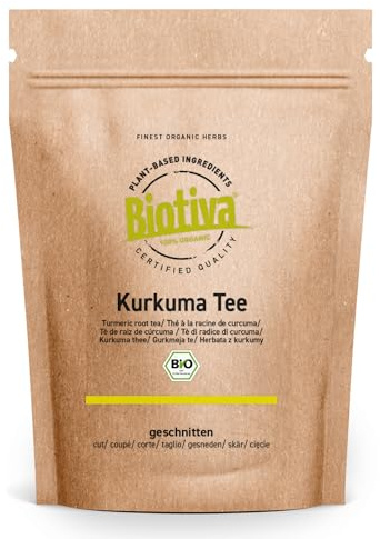 Tisane de curcuma bio 250g - Racine de curcuma de haut de gamme séchée - Superfood - Conditionné et contrôlé en Allemagne - Biotiva