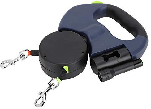 SALUTUYA Einziehbare Hundeleine, doppelköpfige Hochleistungs-Gehleine für Haustiere, verwirrungsfrei, Einhandbremse, für X-Small/Small/Medium/Large-Hund oder -Katze(Dark Gray)