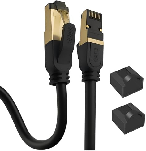 Reulin - PREMIUM Kupfer Litzenkabel RJ45 LAN Cat 8 Ethernet Kabel 2 M lang, SSTP 40 Gbps kompatibel mit Routern Modems 4K 8K Smart TV Boxen Internet PS5 PS4 Xbox Konsolen Spielen 2M