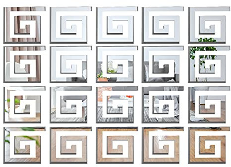 Andiker Adesivi da parete a specchio in acrilico, 10 pezzi, rimovibili, fai da te, autoadesivi, 3D, a specchio, cornice per TV, decorazione per piastrelle, finestre, specchi, piccole dimensioni