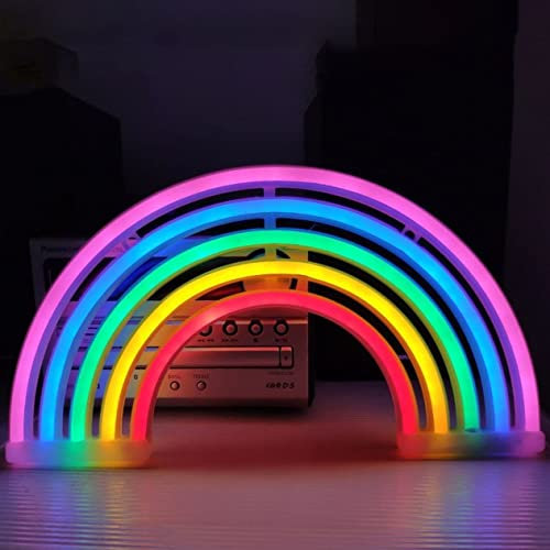 Amzeeniu Luci al Neon Led Arcobaleno Night Lights Mood Lights Insegne Luci luce Decorazione luminose Neon Signs Batteria e Usb Alimentata,Nataliziec