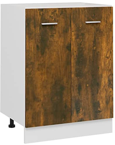 vidaXL Unterschrank, Küchenschrank mit viel Stauraum, Geschirrschrank mit 2 Türen, Küchenunterschrank Lagerschrank Schrank Küche, Räuchereiche Holzwerkstoff