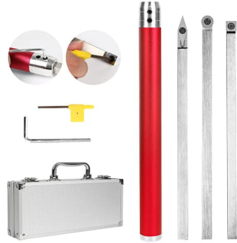 Drechseleisen,CEIEVER Drechselwerkzeuge mit Hartmetallfräsern,abnehmbarem Aluminiumgriff und Aluminium-Tragetasche Hartmetallbestückter Holzdrehwerkzeugsatz für Bastelliebhaber