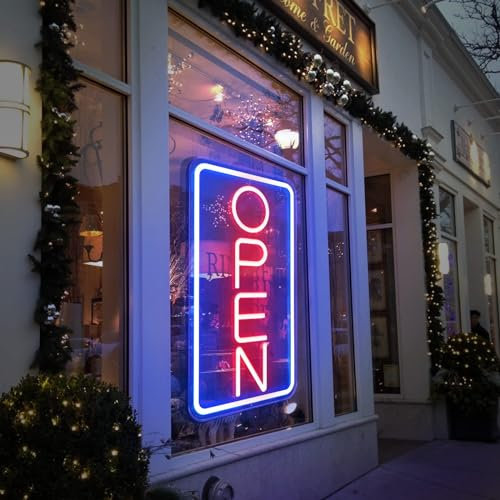 SOLIDEE Insegna Luminosa LED Scritte Neon Alimentate da USB con Interruttore Dimmerabile Luce al neon per Decorare Party Bar Hotel Shop Cafe Restaurant Sala giochi(verticale rosso e blu)