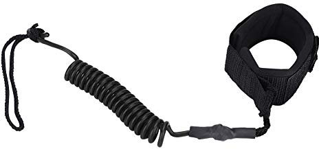 KIMISS Surfboard Knöchelleash, 5mm Spiralkabel, 1,5m Länge, Schwarz Snowboard-Bein-Leine, Surf-Leine, Stand-Up-Paddle-Board, Spiralfeder-Bein-Fuß-Seil, Surf-Leine für Surfbrett (Schwarz)