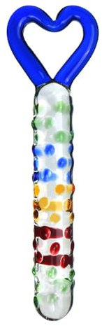 Glass Dildo Rainbow Raindrop Textured New Tech Crystal Safe Borosilicate Glass Dildo with Heart Shape Handle Sex Toy for Men Gay Women Couple Magicnitz