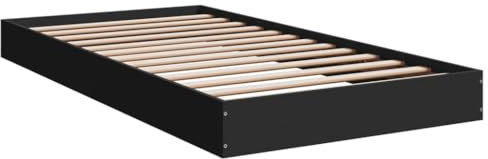 vidaXL Bettgestell, Bett Einzelbett für Schlafzimmer, Bettrahmen mit Lattenrost, Schlafzimmerbett Modernes Design, Schwarz 100x200cm Holzwerkstoff