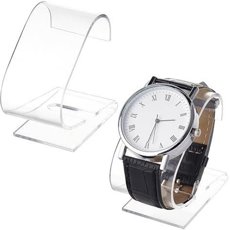 PH PandaHall 2pcs Watch Stand, Watch Holder Transparent Bracelet Holder Acrylic Watch Display Rack Clear Watch Organizer Watch Holder for Woman Home Store Watch Display Father's Day, 2.4x2.4x1.3 inch