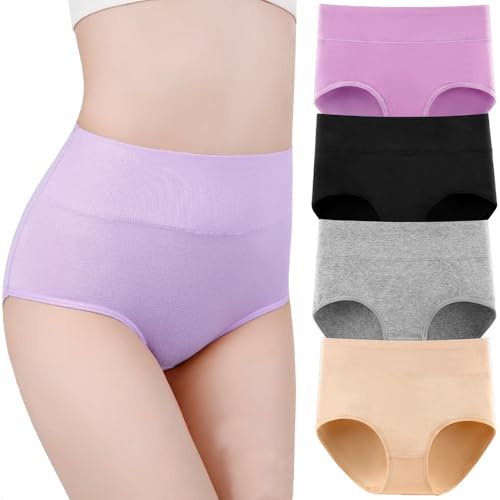 Hornice Women's High Waist Briefs Full Coverage Floral Print Knickers Soft Cotton Underwear Ladies Tummy Control Panties Multipack (Sizes: 6-20)