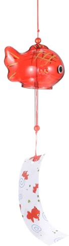 M METERXITY 1-Pack Campane Giapponesi, Pendente in Vetro Campane Vento Fatte Mano, Campane Vento Appese in Vetro per Decorazione Esterna/Giardino/Patio/Casa/Giardino [Pesce Rosso Piccolo]