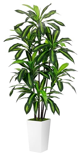 ASTIDY Artificial Plant 6FT Dracaena Fake Tree with White Tall Planter