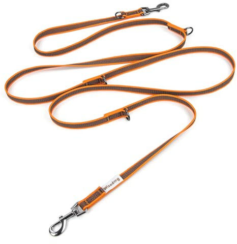 Wisedog Guinzaglio per cani con doppia estremità gommata 3 m, colore: Arancione