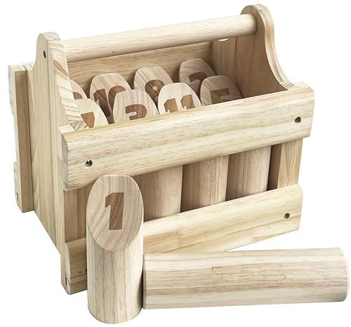 Nummerierte Block-Wurfspiele für den Außenbereich, Holz-Werfspiel für den Garten, Stab-Holzspiel-Set (Klassisch-Handliche Kisten)