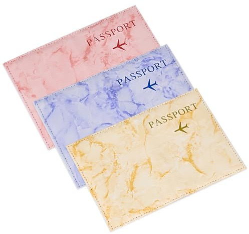 DHWEKU 3 Pièces Protege Passeport, Etui Passeport, PU Cuir Porte Passeport, Accessoires de Voyage pour Hommes et Femmes, pour Ranger Passeports, Cartes de Crédit