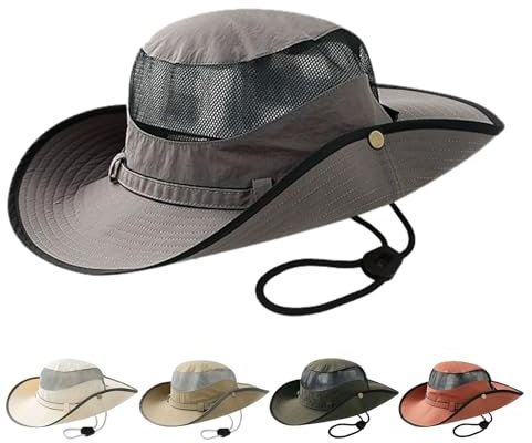 AYPOW Sombrero de Pescador Unisex Protección UV, Sombrero de Sol ala Ancha Plegable, Ligero Bucket Hat Transpirable Sombrero de Verano, Mujer Hombre Gorro Pescador Exteriores para Safari Trekking