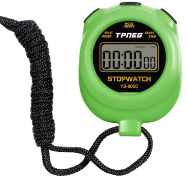 TPNEG Simple Stopwatch Timer - Easy to Use, Set Up, Read, and Carry - Large Display - On/Off, AAA Battery, No Hourly Beep - Ideal for Kids, Track and Field, Sports, Classroom - Stopwatches for Coaches