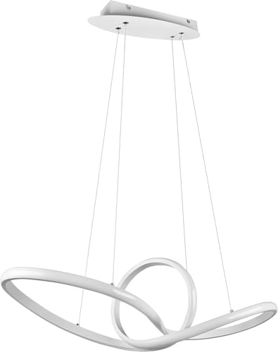TEKHOME Lampadario LED Moderno 38W CCT 3000K-4000K-6500K, Lampada a Sospensione Design Contemporaneo per Soggiorno Sala da Pranzo Cucina, Bianco – A07-B3C (3 COLORE)